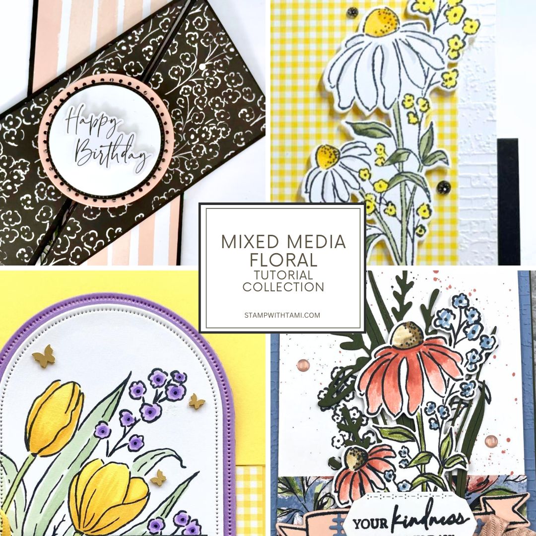 Mixed Media Florals Fun Fold Tutorial Bundle